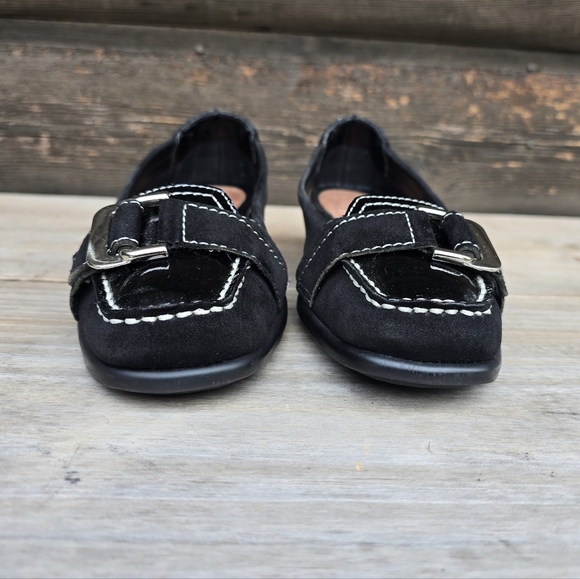 AEROSOLES NEW!! Black Suede, Sqaure Toe, Comfort, Wedge Loafer WMS 6M - Picture 9 of 16